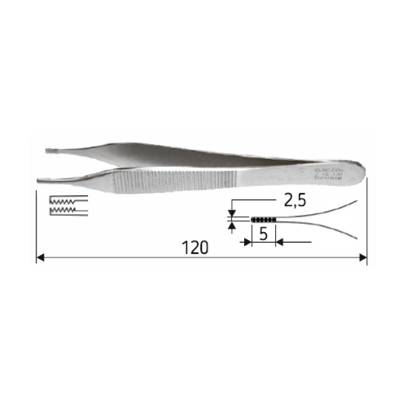 Пінцет хірургічний Adson-Brown, 12см.